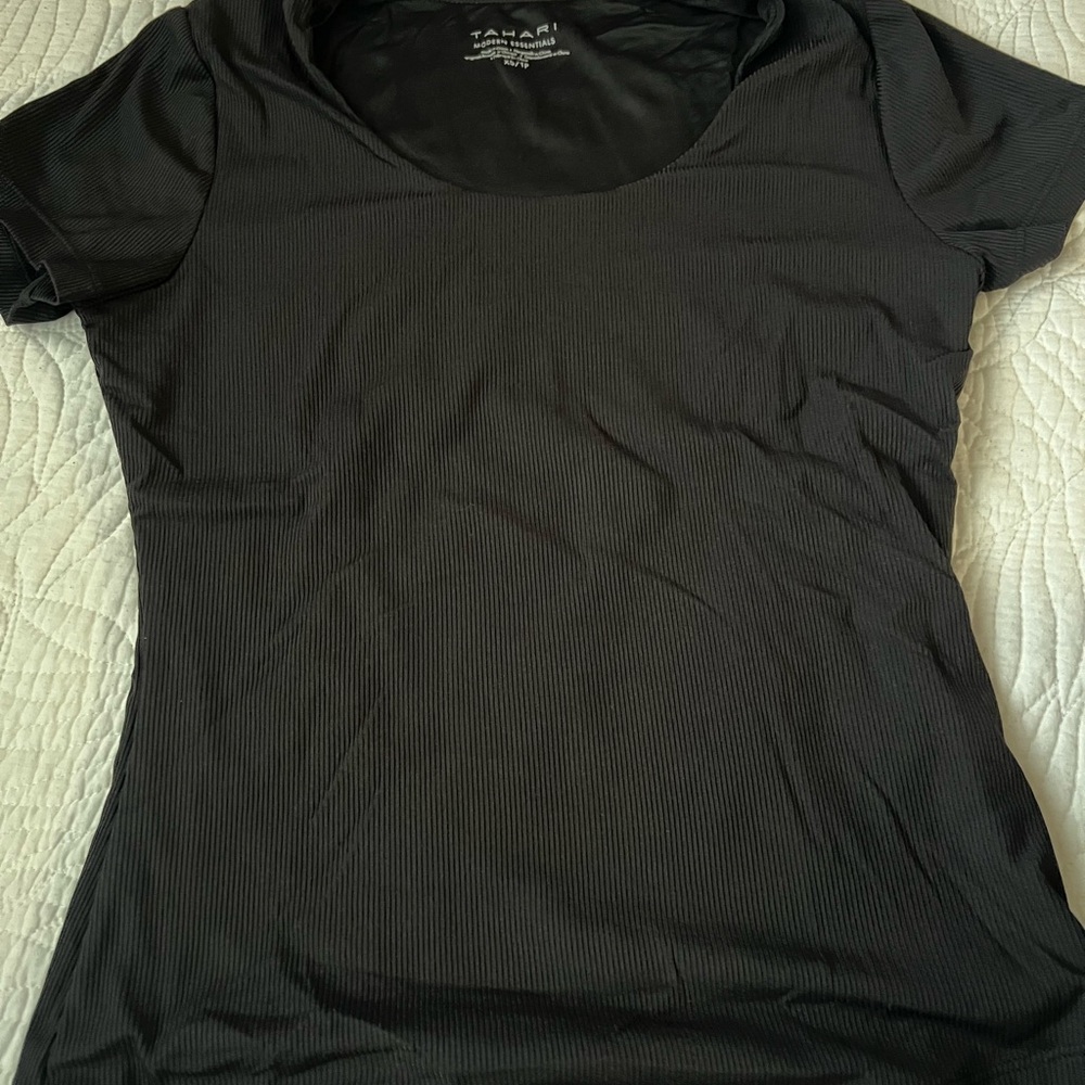 Tahari Black Short Sleeve Top